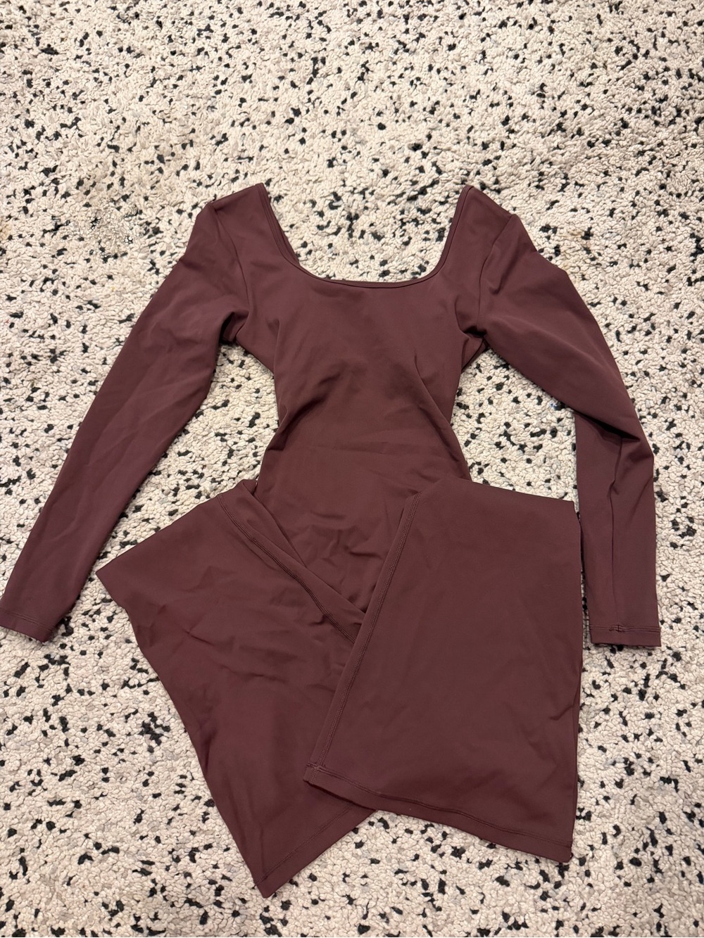 Long Sleeve Square Neck Bodycon Dress - Deep Mauve